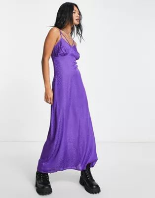 Violet Romance satin jacquard midi dress in purple | ASOS (Global)