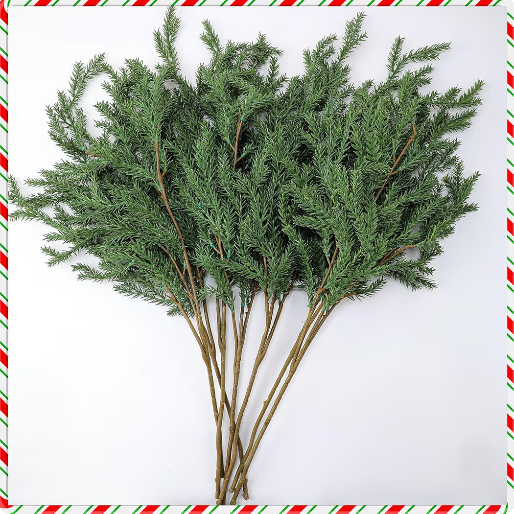 Giegxin 6 Pcs 27.6'' Artificial Christmas Norfolk Pine Branches Real Touch Norfolk Pine Picks Fil... | Amazon (US)