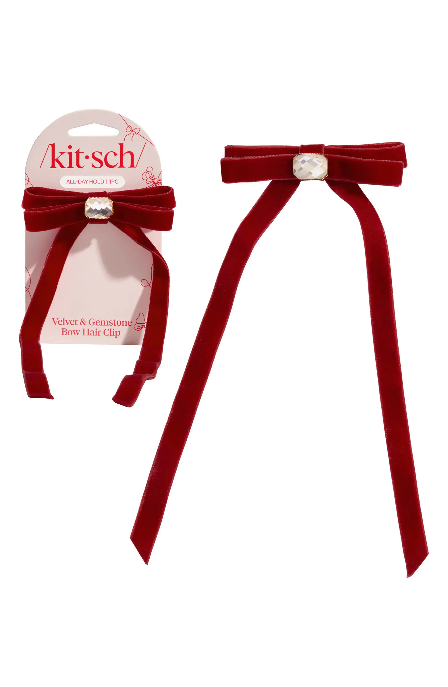 Velvet Rhinestone Bow Hair Clip | Nordstrom