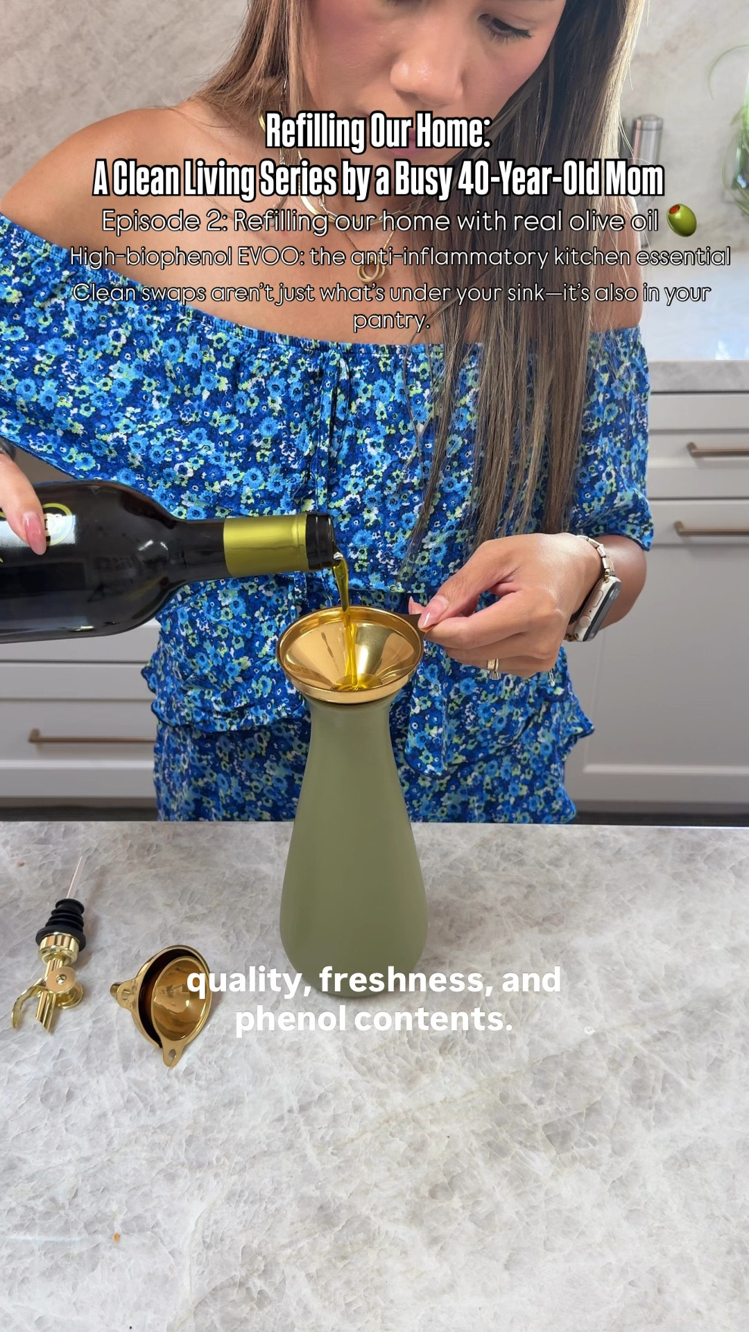 As a 40-year-old mom building a healthier home, these are the swaps that matter 🫒
Welcome to Episode 3 of my clean-living series: Refilling Our Home

This week I stopped by @amphoraoliveoil to refill my high-biophenol extra virgin olive oil—a staple for gut health, hormone balance, and anti-inflammatory support.

Not only do I prioritize what’s inside the bottle (cold-pressed, organic, high polyphenol)…
I also care about how I store it.
👉 Real olive oil should never come in a clear bottle—light degrades the quality.
I transfer mine into a neutral ceramic dispenser to keep it protected and keep my kitchen aesthetic calm and clutter-free.

It’s functional, beautiful, and nourishing all at once.
Comment “OLIVEOIL” and I’ll DM you the link to shop my bottle.

#RefillingOurHome #CleanLivingSeries  

#LTKHome