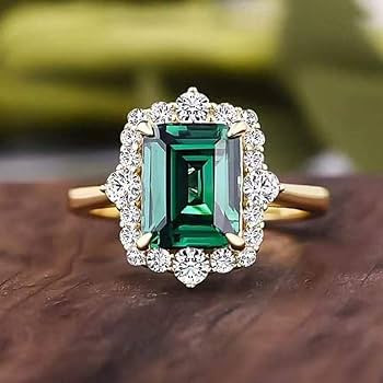 Viyuroyk 925 Sterling Silver Shiny Emerald Square Cubic Zirconia Rings Diamond Rings for Women Je... | Amazon (US)