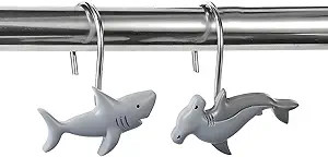 Shark Shower Curtain Hooks 12pcs Decorative Shower Curtain Hangers Heavy Duty Metal Shower Rings ... | Amazon (US)