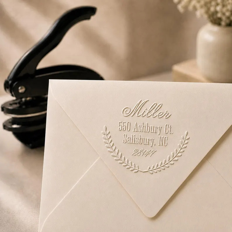 Custom Address Embosser \u2013 Personalized Return Address Stamp Seal for Envelopes, Wedding Stat... | Etsy (Global)
