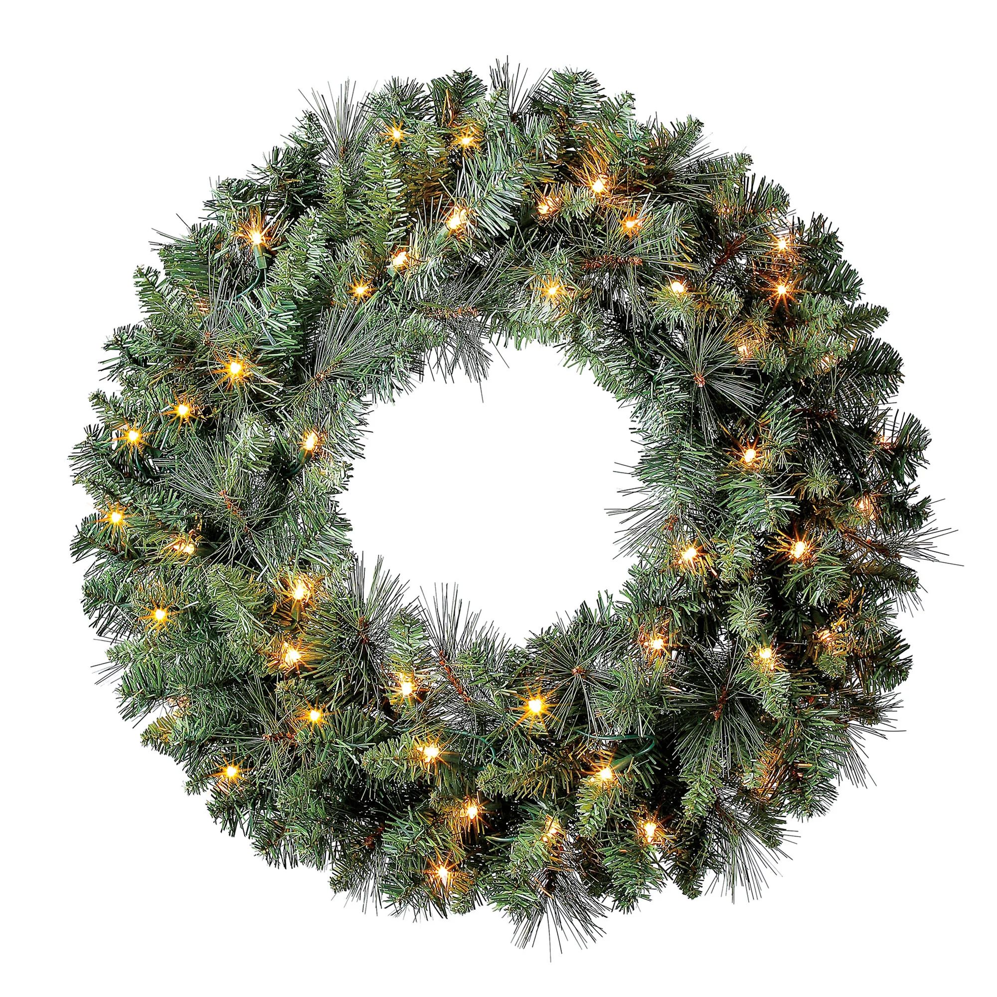 Holiday Time Pre-Lit Scottsdale Artificial Christmas Wreath, 24", Clear Lights | Walmart (US)