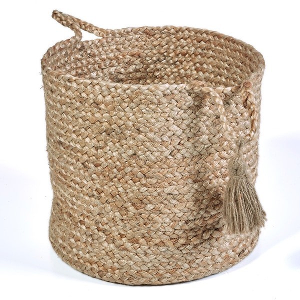 LR Home Montego Solid Natural Jute Decorative Storage Basket (17 in.) - 17" x 17" x 17" | Bed Bath & Beyond