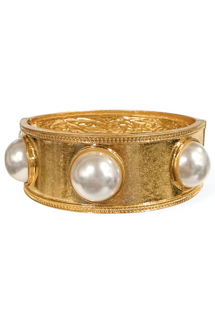 On Your Time Gold Wide Pearl Station Bracelet | The Willow Tree