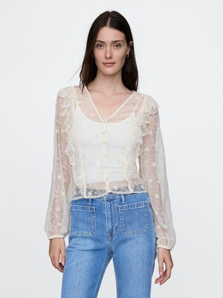 Recycled Lace Ruffle Top | Gap (US)