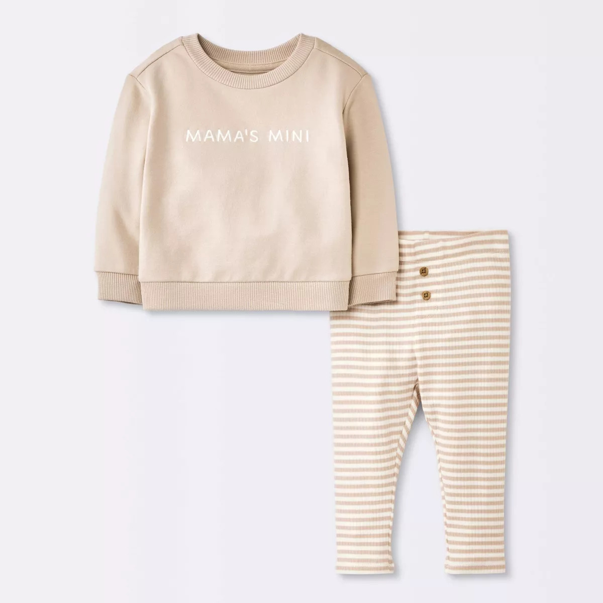 Baby Boys' 2pc Mama's Mini Embroidered Sweatshirt Set - Cloud Island™ Tan | Target