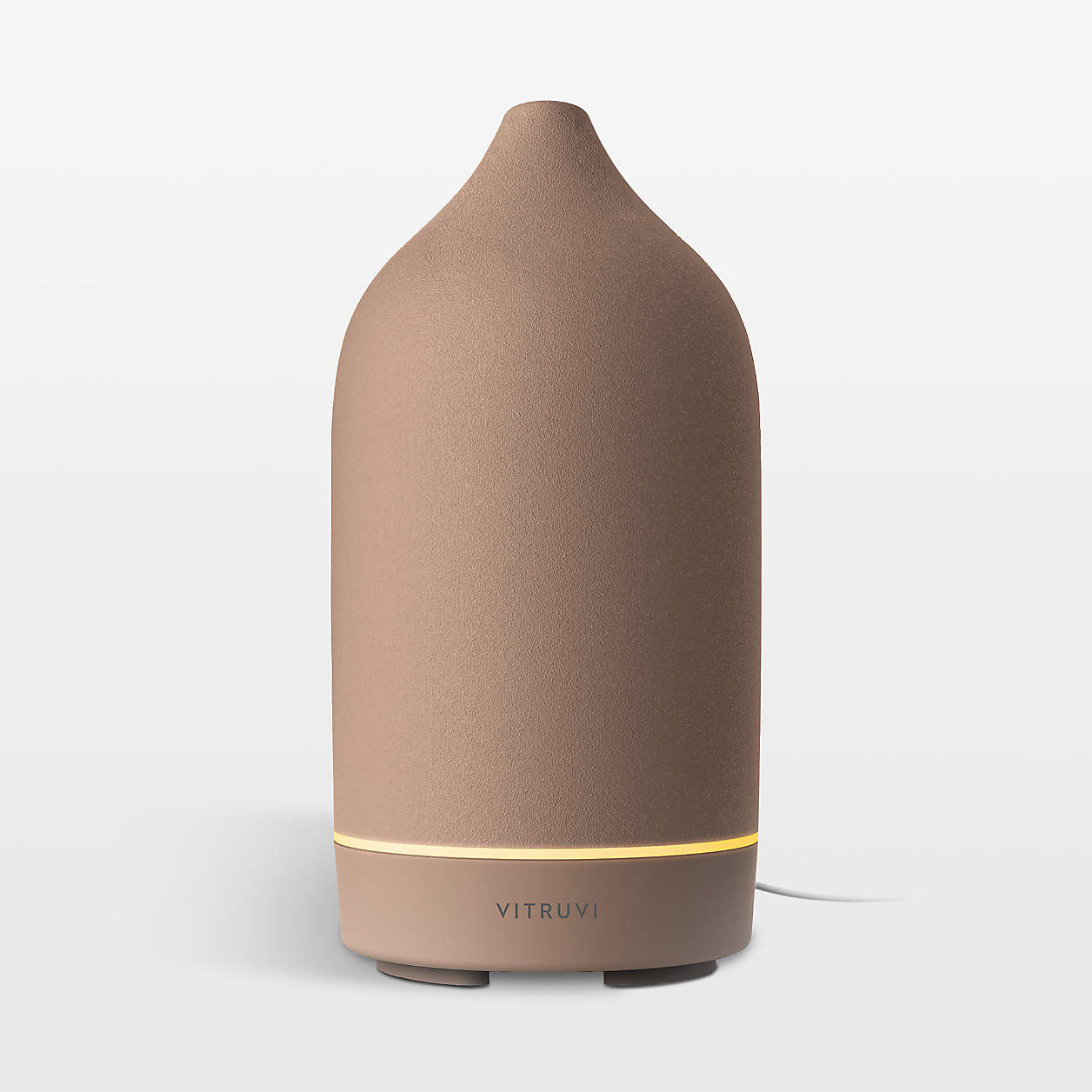Vitruvi Suede Beige Stone Essential Oil Diffuser | Crate & Barrel | Crate & Barrel