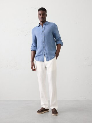 Slim Straight Linen-Blend Trouser | Banana Republic Factory