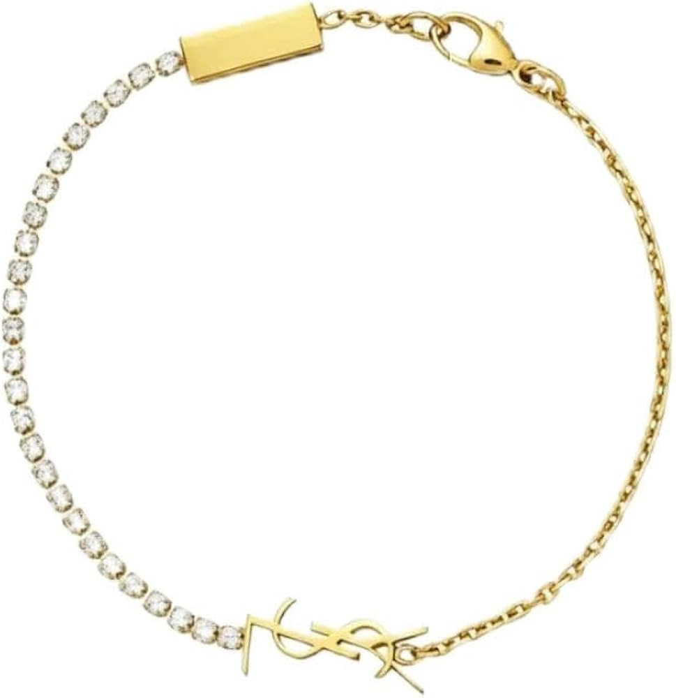 Gold Plated Crystal Bracelet with Logo Charm, Chain Link Design | Amazon (US)