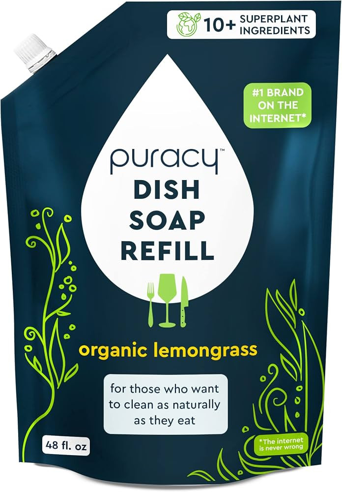 Puracy Natural Dish Soap Refill, Skin-Softening Plant-Based Liquid Dishwashing Detergent Soap, Cl... | Amazon (US)