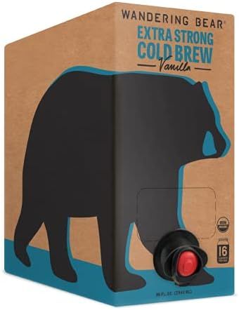 Wandering Bear Extra Strong Organic Cold Brew Coffee On Tap, Vanilla, 96 fl oz - Smooth, Unsweetened | Amazon (US)