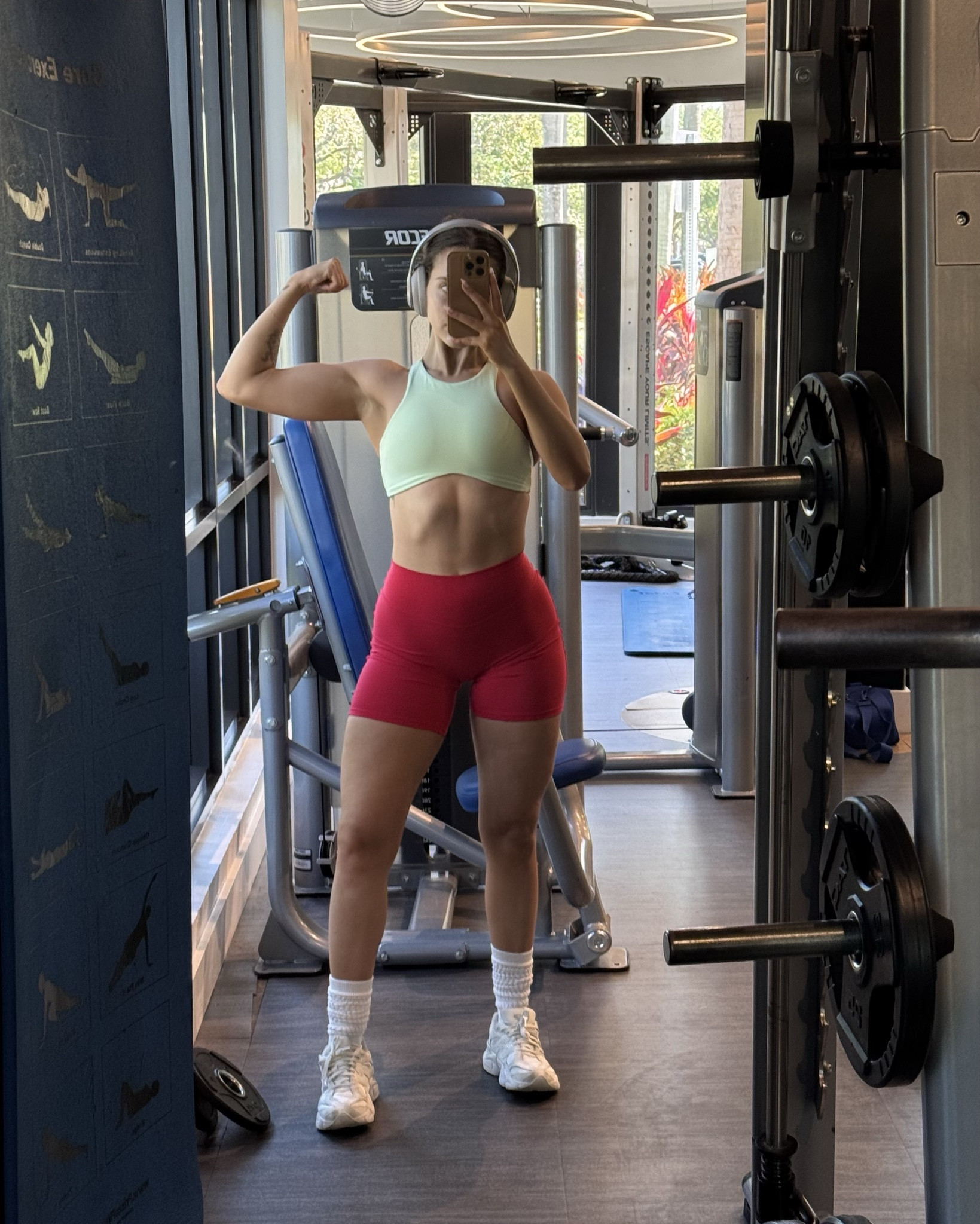 Cherry limeade vibes 🍒🍋‍🟩  wearing an XS bra and Small shorts! My measurements are below 🫶🏼
32B, 25.5” waist, 38” hips, 5’4 120lbs

#LTKActive