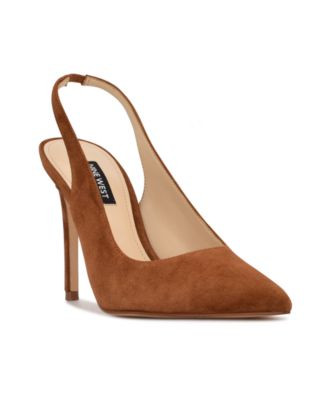 Nine West Women's Feather Slingback Stiletto Pumps - Black Rhinestone | Macy's