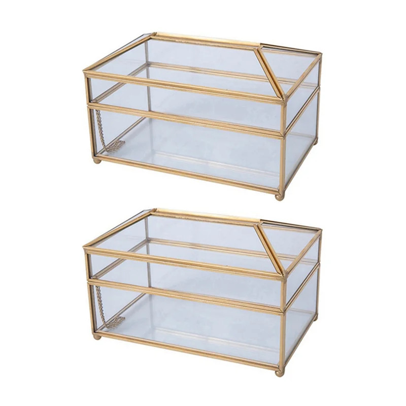 2X Practical Mirror Tissue Box Exquisite Glass Makeup Tissue Storage Box Elegant Gift - Walmart.c... | Walmart (US)