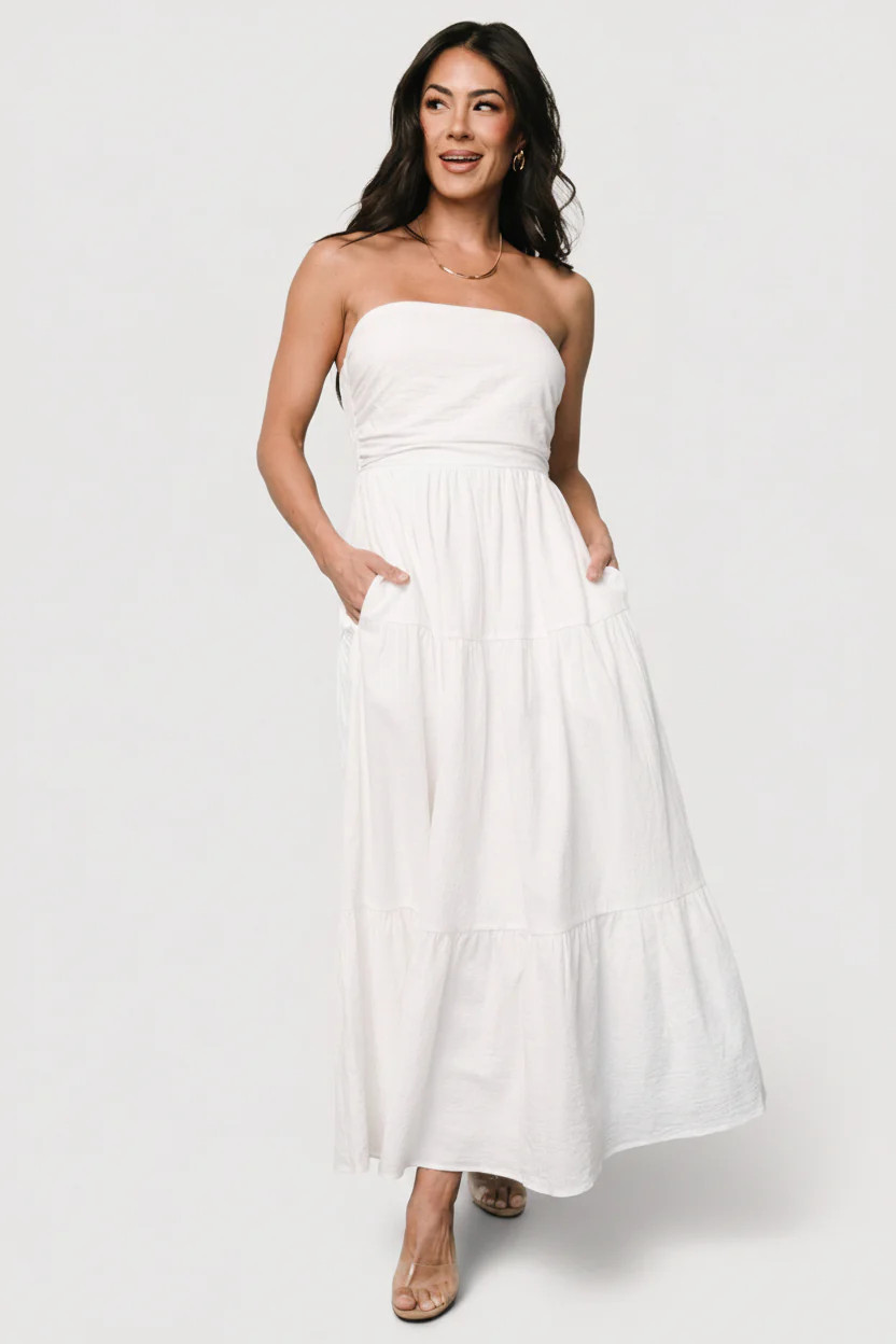 Delray Strapless Midi Dress - Cotton Off White | Baltic Born | Baltic Born
