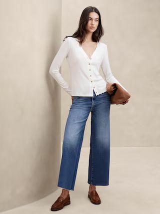 High-Rise Wide-Leg Crop Raw Hem Jean | Banana Republic Factory