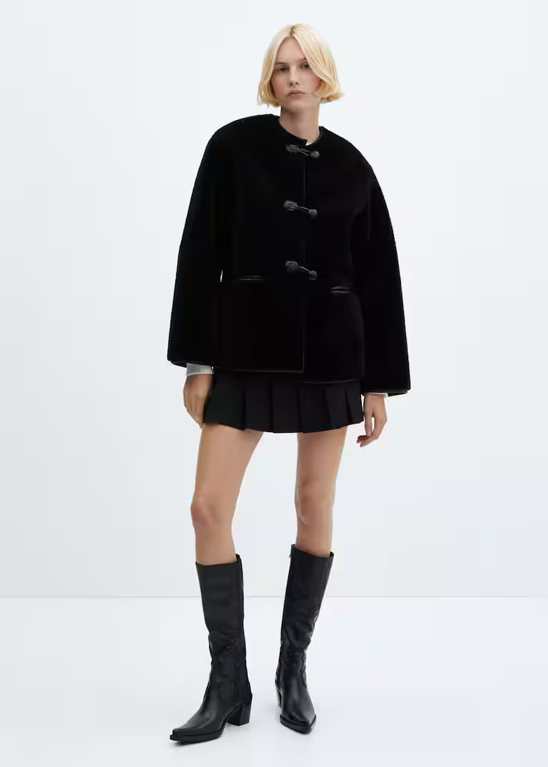 Fur-effect coat with appliqués | MANGO (US)