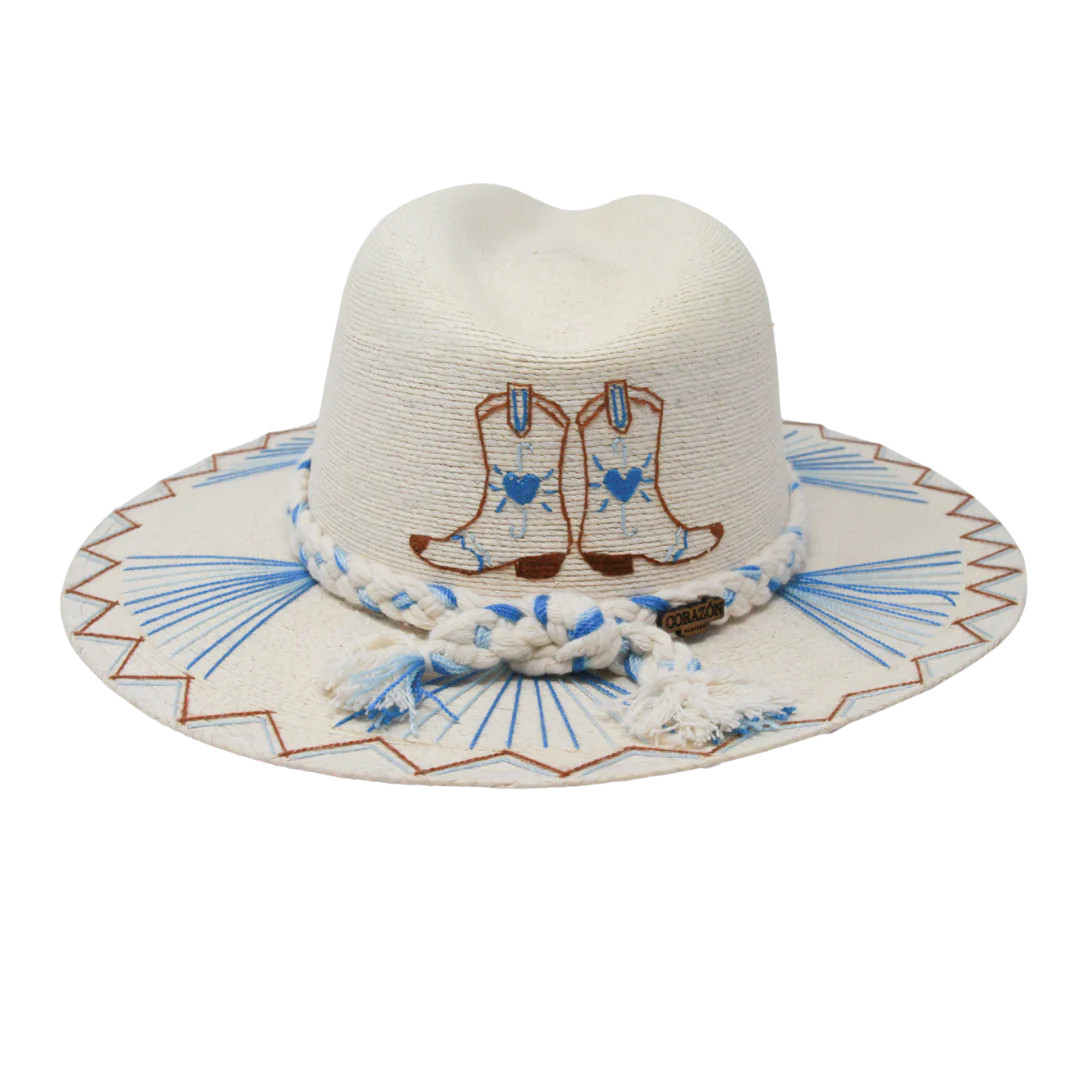 Exclusive Blue and Brown Boots Hat by Corazon Playero | Support HerStory