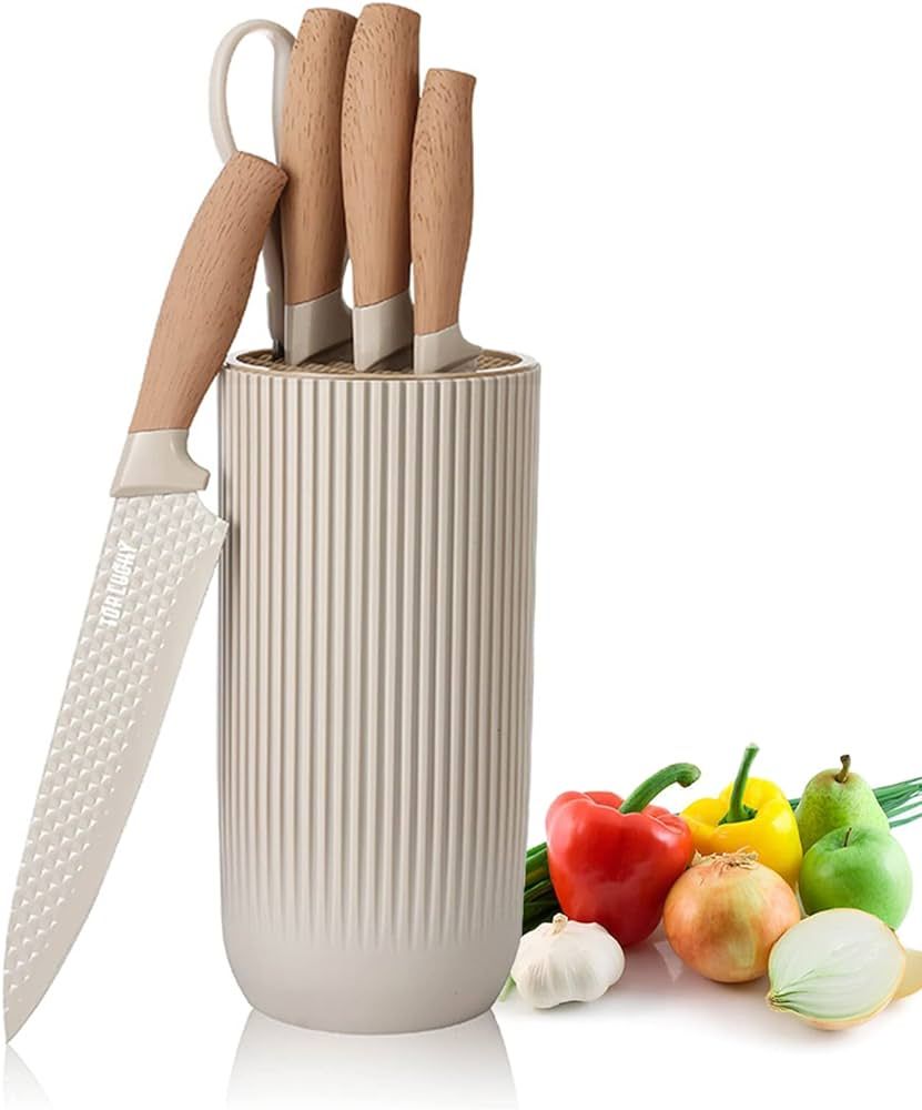 Amazon.com: Kitchen Knife Set, Retrosohoo 6-Pieces Khaki Sharp Knife Set for Kitchen, Non-stick N... | Amazon (US)
