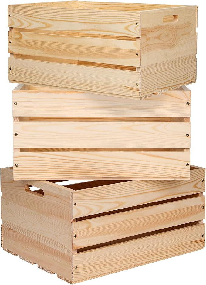Extra Large Pine Wood Crates For Storage, Vinyl Records Storage Crates,The Storage Crates Are Mad... | Amazon (US)