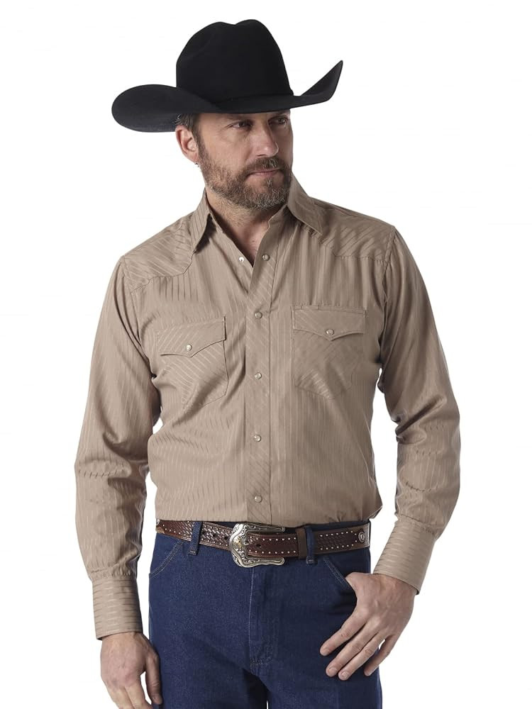 Wrangler Men's Sport Western Two Pocket Long Sleeve Snap Shirt | Amazon (US)