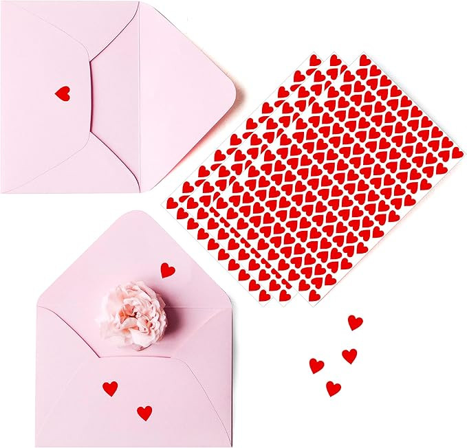 1810 PCS Heart-Shaped Red Stickers , Permanent Love Labels on 10 Sheets for Party Favors, Invitat... | Amazon (US)