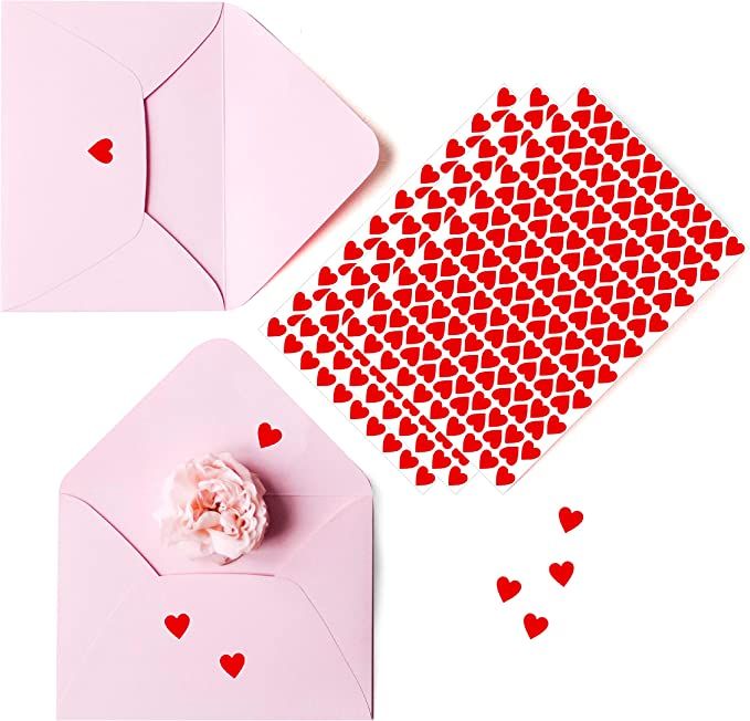 1810 PCS Heart-Shaped Red Stickers , Permanent Love Labels on 10 Sheets for Party Favors, Invitat... | Amazon (US)