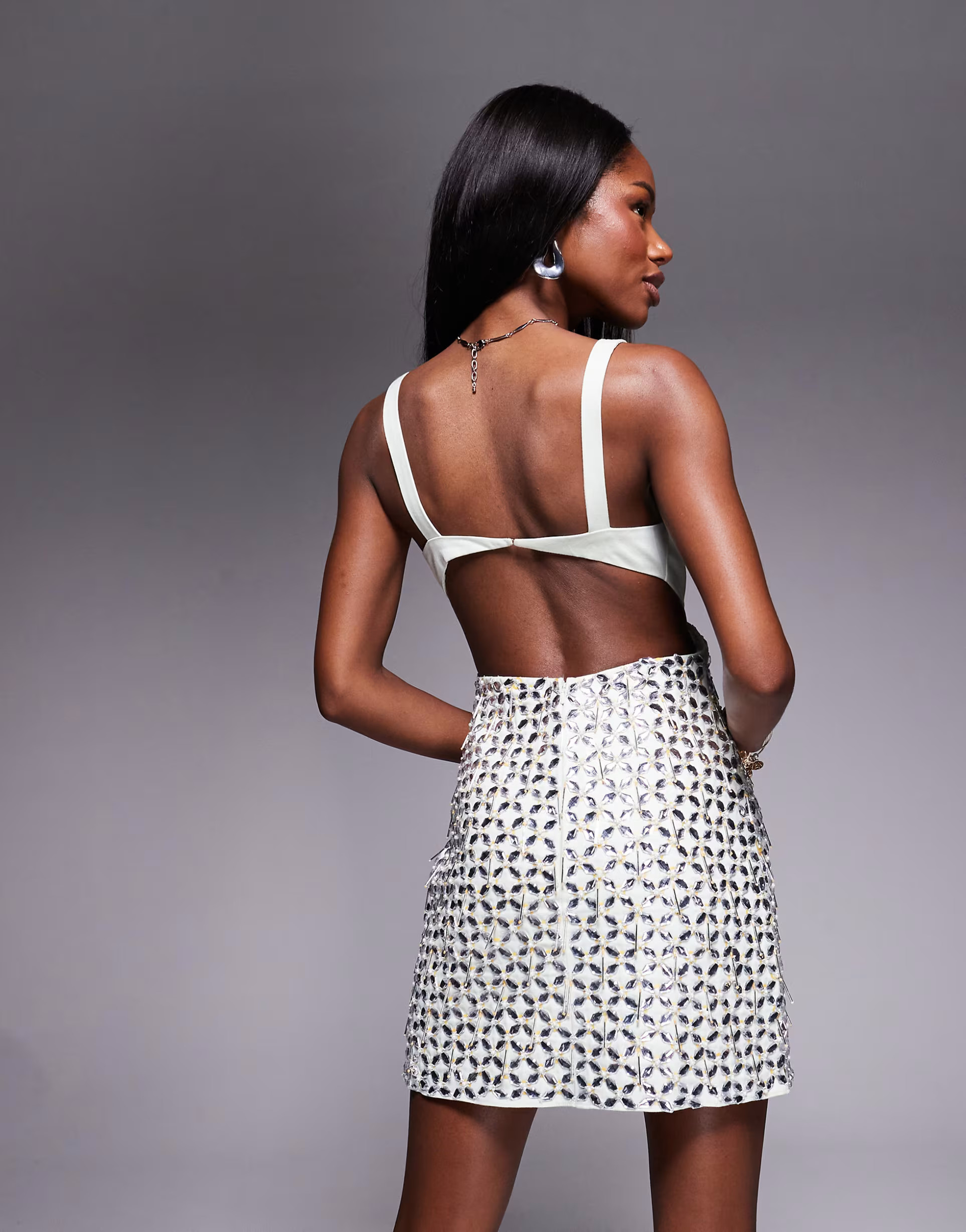 ASOS DESIGN cupped cutout embellished mini dress in sage green | ASOS (Global)