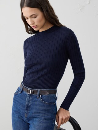 Merino Wool Ribbed Sweater | Banana Republic Factory