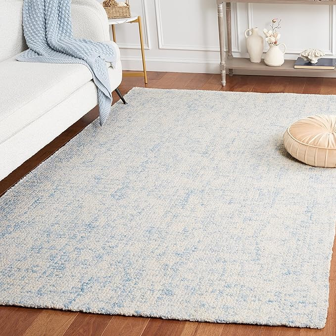 SAFAVIEH Abstract Collection Area Rug - 3' x 5', Light Blue & Ivory, Handmade Wool, Ideal for Hig... | Amazon (US)