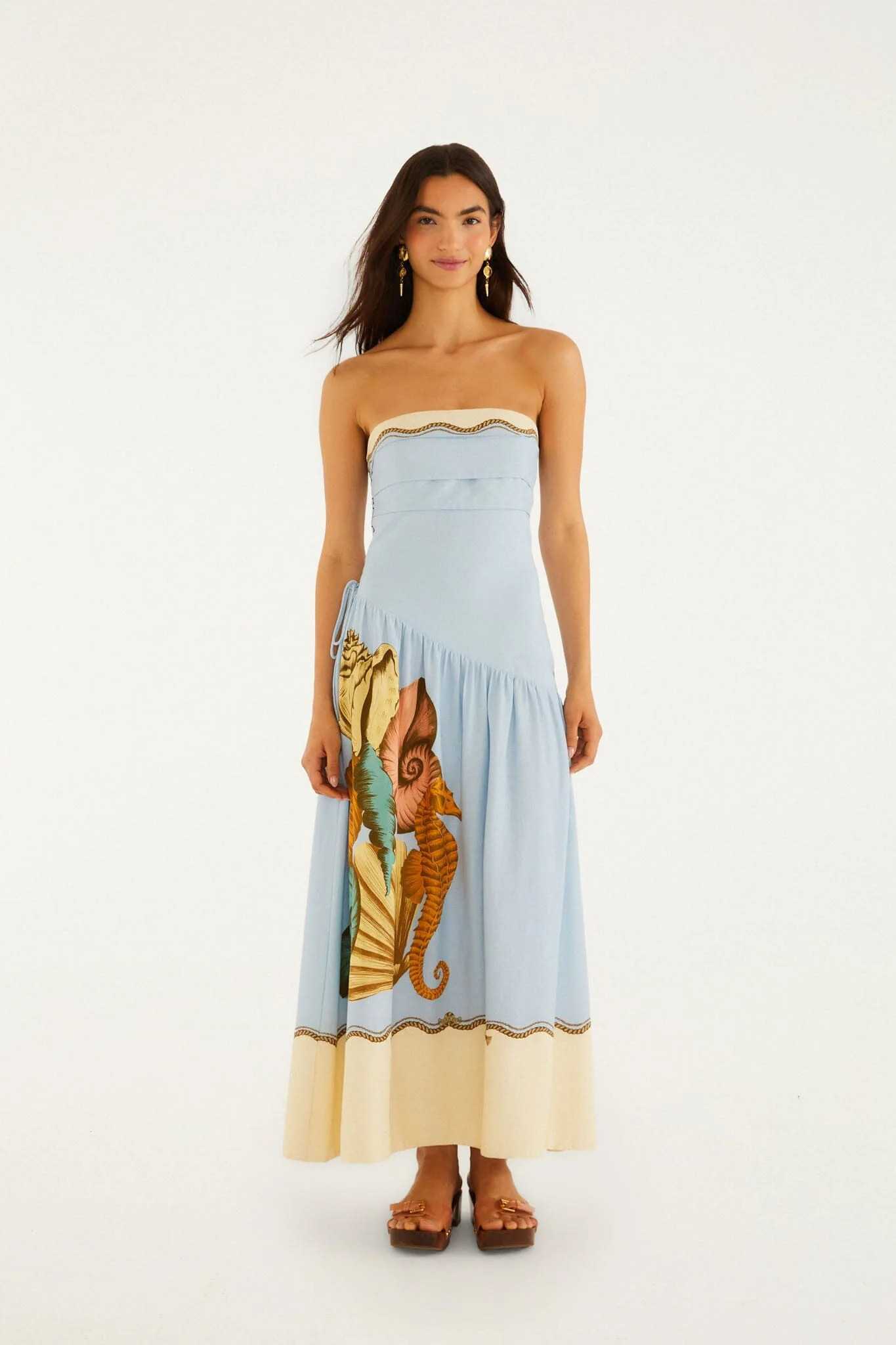 Multicolor Rio Souvenir Strapless Side Ties Maxi Dress | FARM Rio | FarmRio (US)