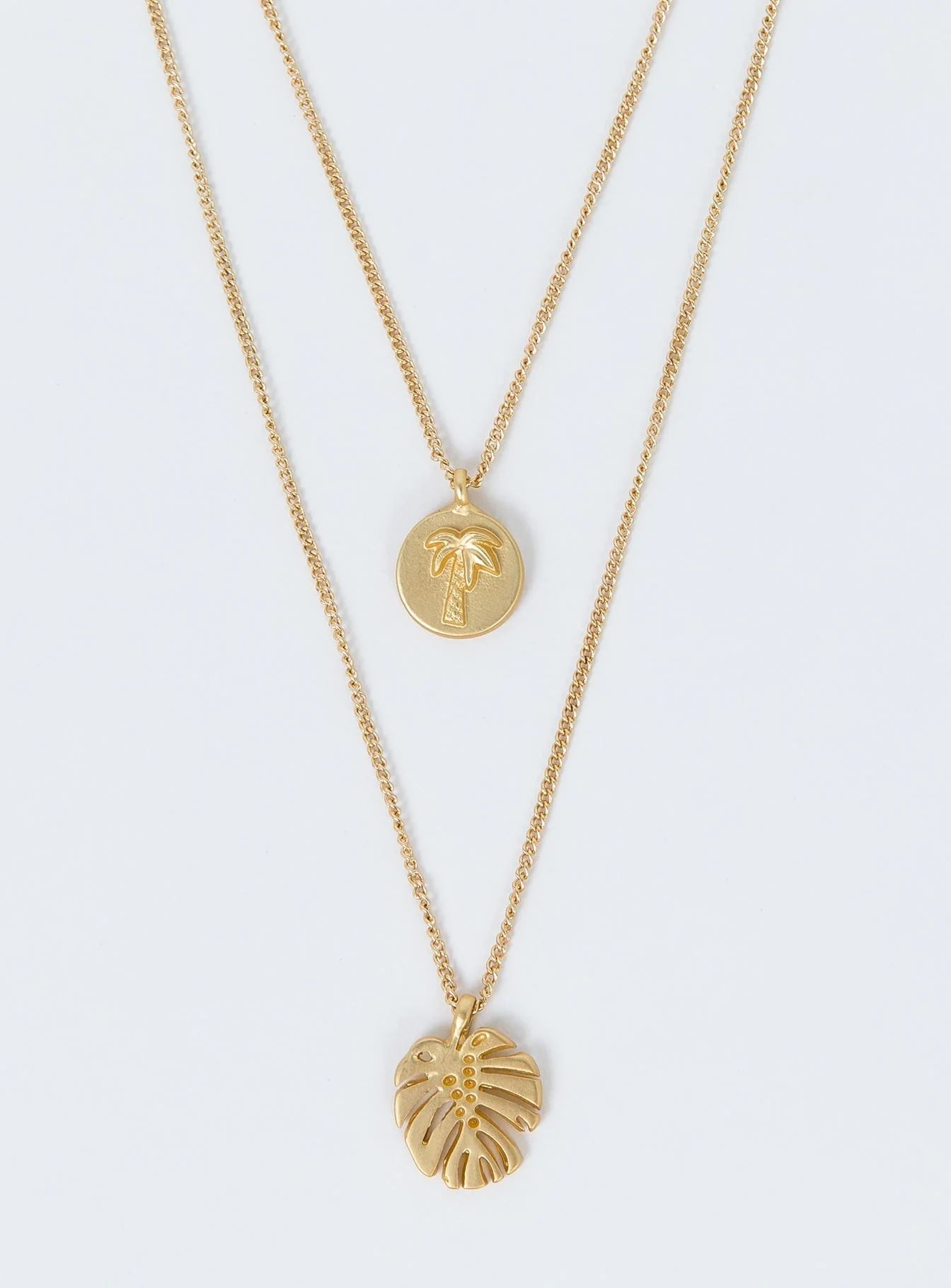 Palm Leaf Layered Necklace Gold | Princess Polly AU