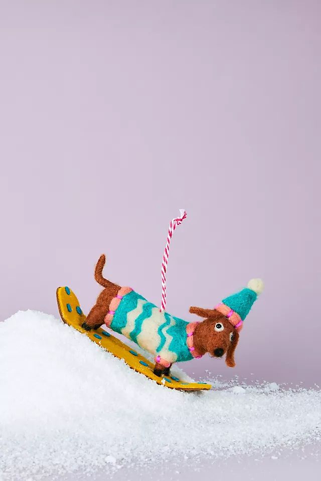 Sledding Daschund Ornament | Anthropologie (US)