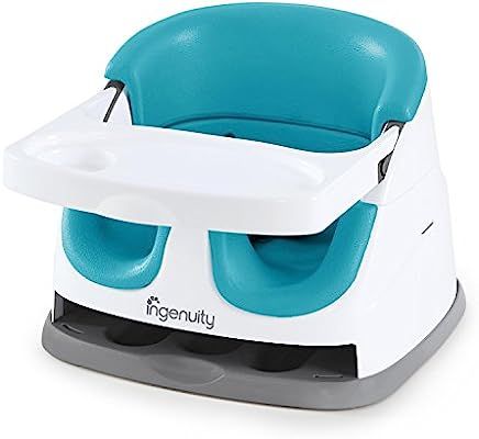 Ingenuity Baby Base 2-in-1 Booster Feeding and Floor Seat with Self-Storing Tray – Peacock Blue | Amazon (US)