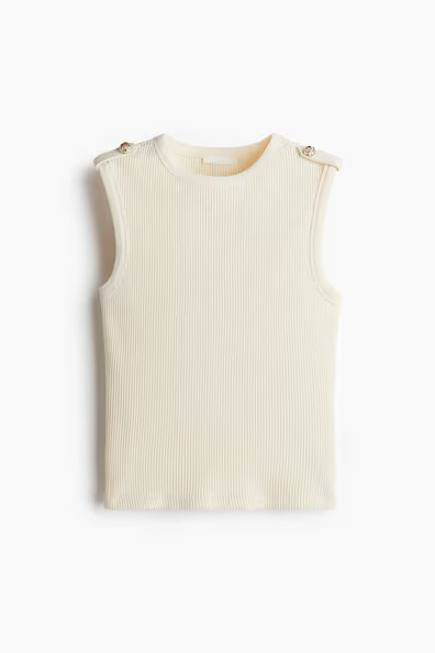H & M - Ribbed Tank Top - White | H&M (US + CA)