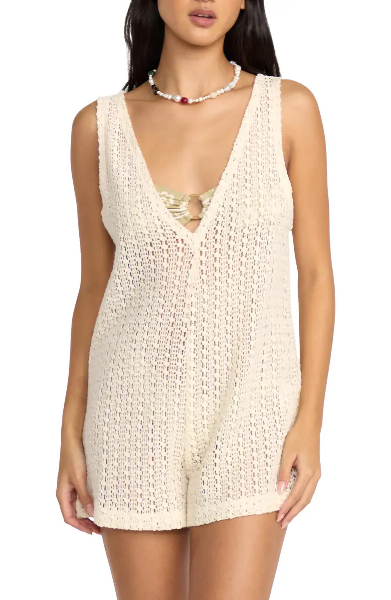 Steller Time Open Stitch Cotton Cover-Up Romper | Nordstrom