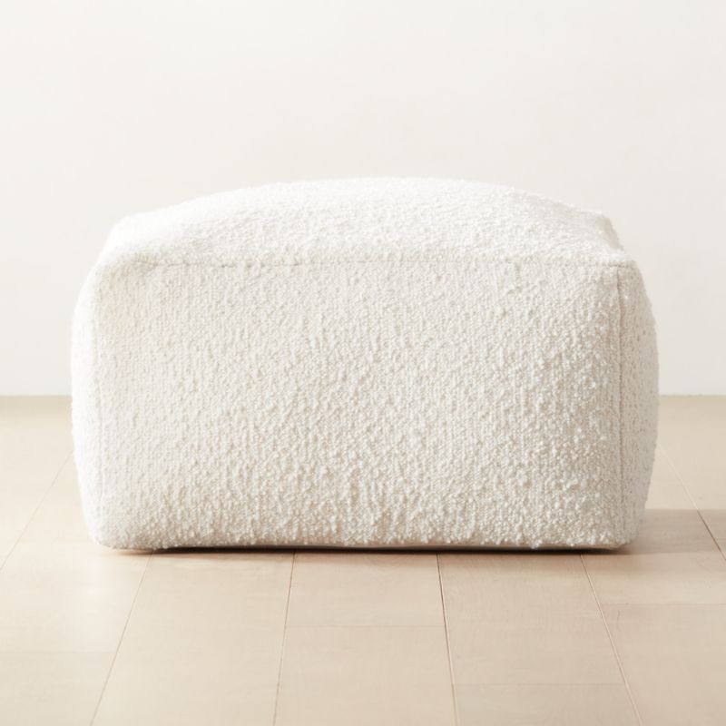 Ivory Boucle Pouf Large | CB2 | CB2