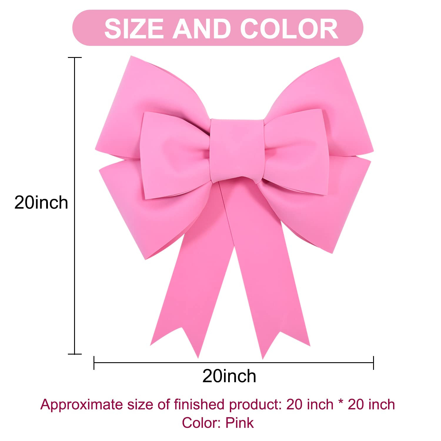 TONIFUL Big Pink Bow 20" Large Outdoor Bow Wreath Bow for Christmas Tree Topper, Door Windows Dec... | Amazon (US)