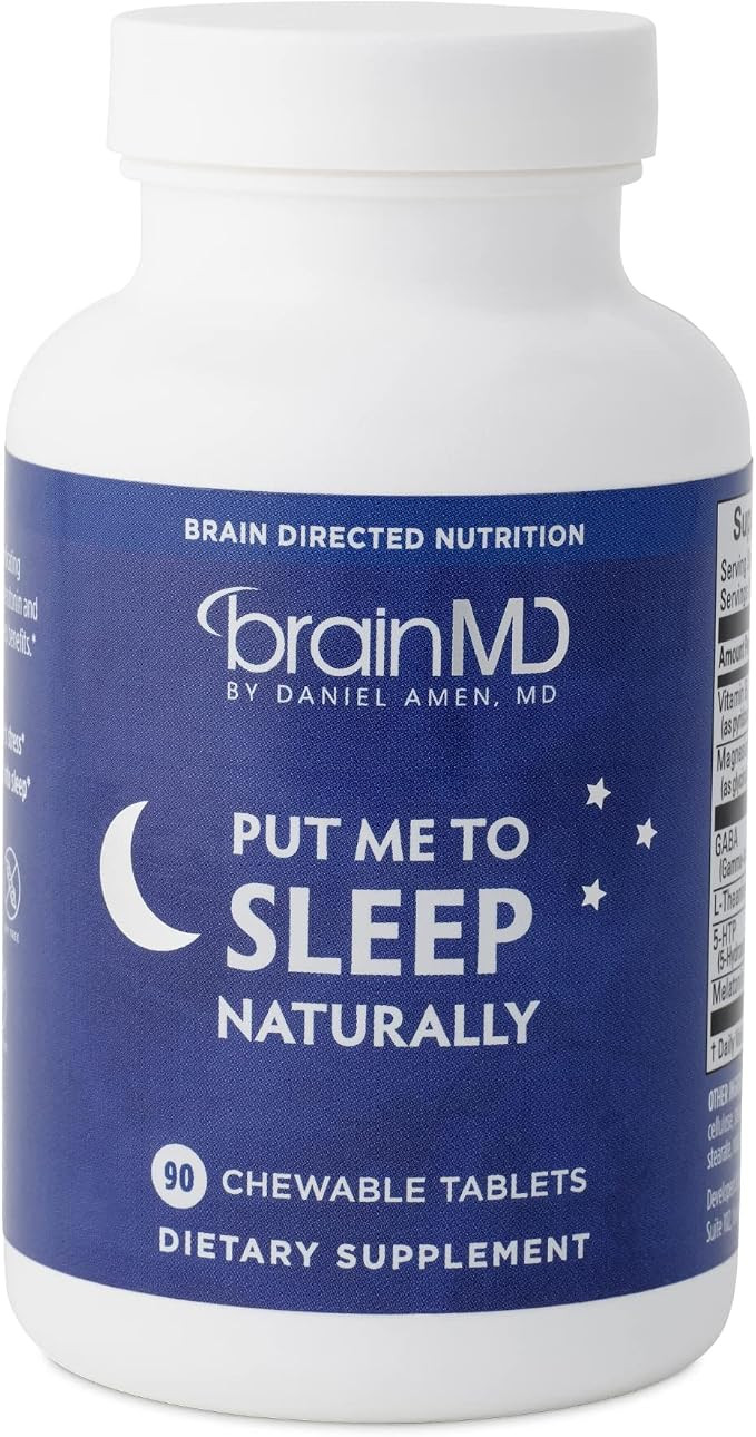 BRAINMD Put Me to Sleep Naturally - 90 Chewable Tablets - with Melatonin, L-Theanine, Magnesium, ... | Amazon (US)