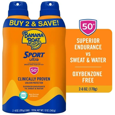 Banana Boat Sport Ultra Sunscreen Spray Twin Pack SPF 50 6 oz | Walmart (US)