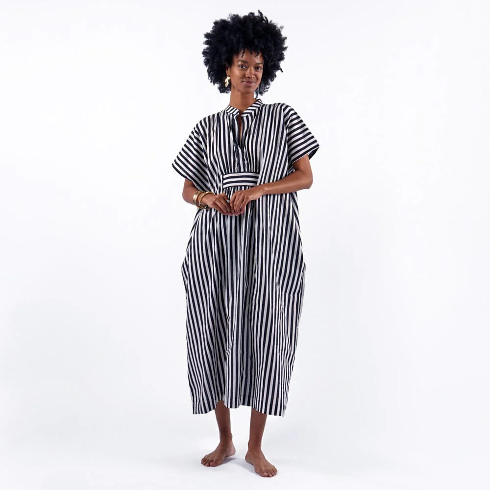 Margot Stripe Kaftan Black + White | INK+ALLOY