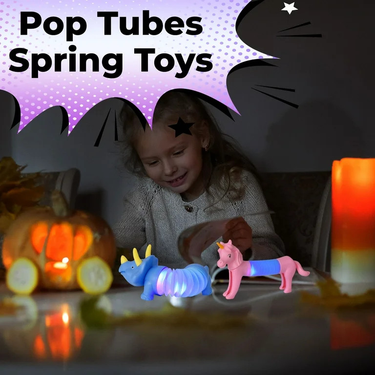 Boxgear 10 Pack Cute LED Light Animal Sensory Fidget Toys Pop Tubes For Toddlers, Girls and Boys ... | Walmart (US)
