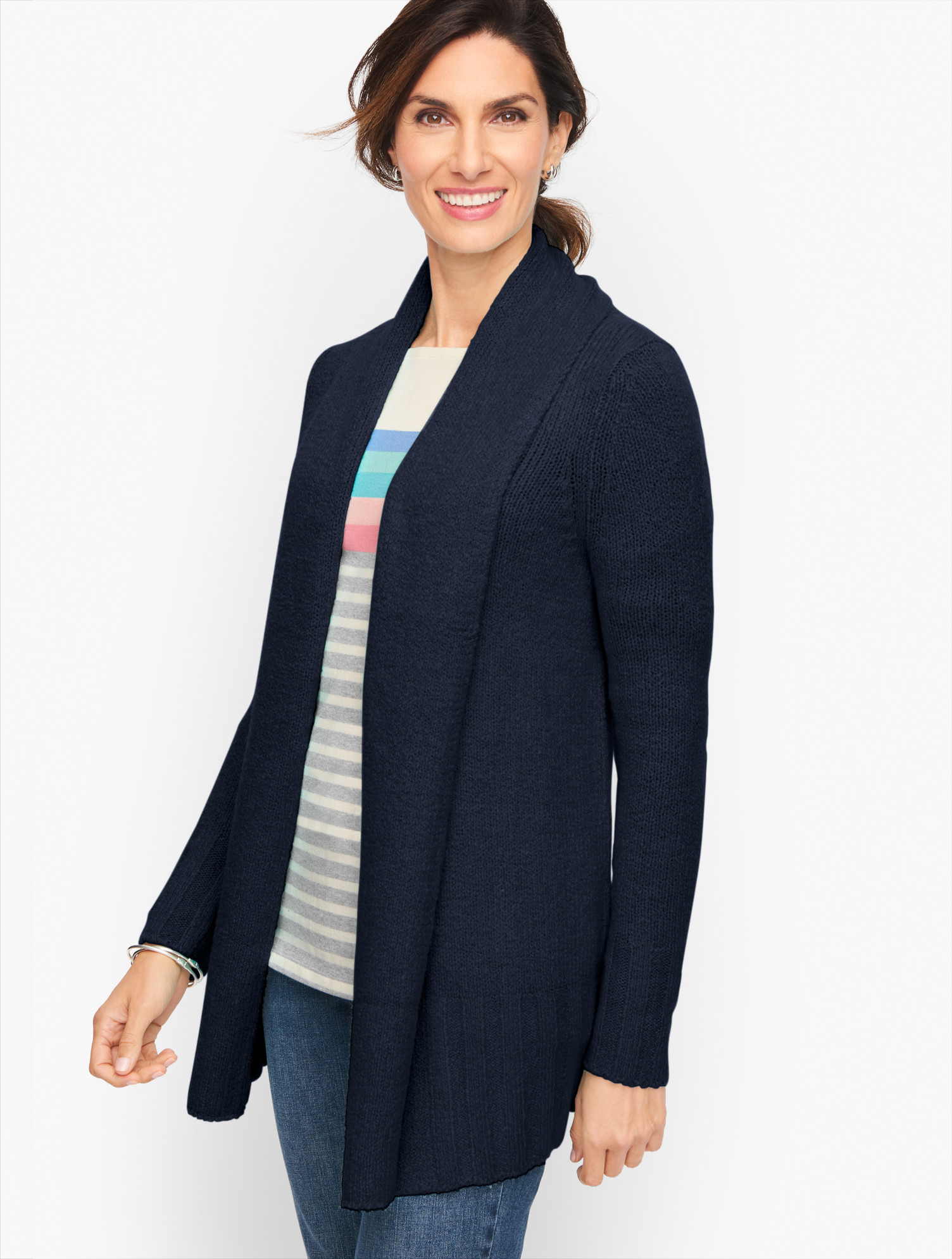 Shawl Collar Cardigan Sweater - Blue - 1X Talbots | Talbots