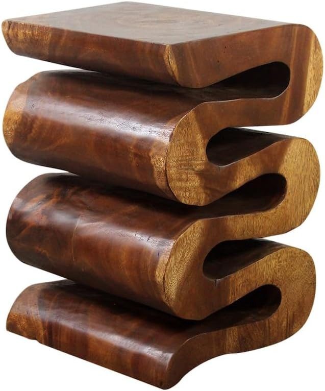 DELORM Wood Wave Verve Accent Snake Table 14 x 14 x 20 in H Walnut Oil | Amazon (US)