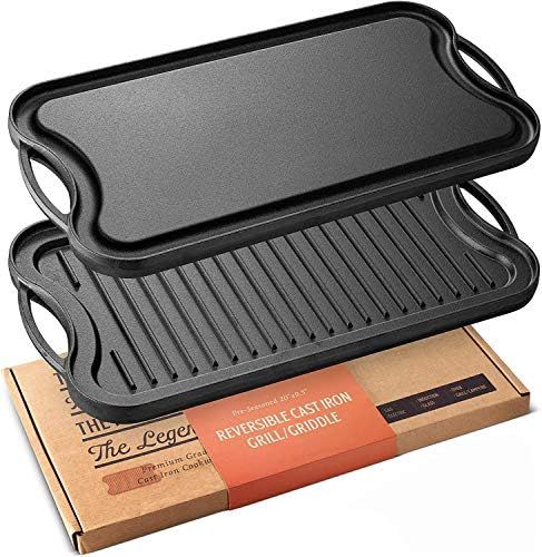 Amazon.com: Legend Cast Iron Griddle for Gas Stovetop | 2-in-1 Reversible 20” Cast Iron Grill P... | Amazon (US)