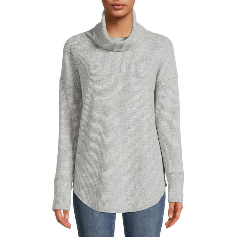 Time and Tru Women's Cowl Neck Waffle Tunic | Walmart (US)