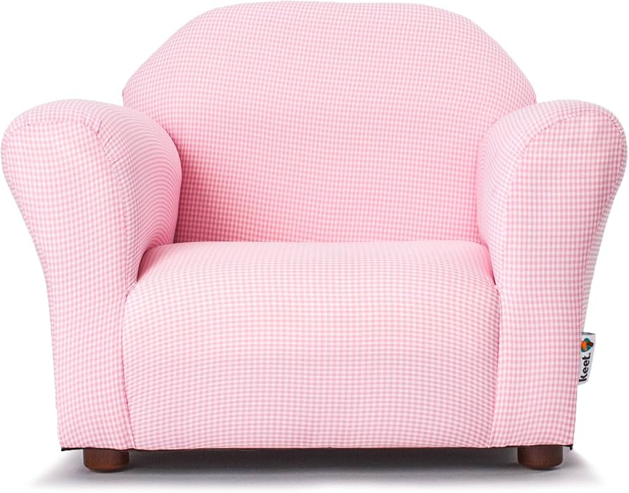 KEET Roundy Kid's Chair, Gingham Chair Only, Pink | Amazon (US)