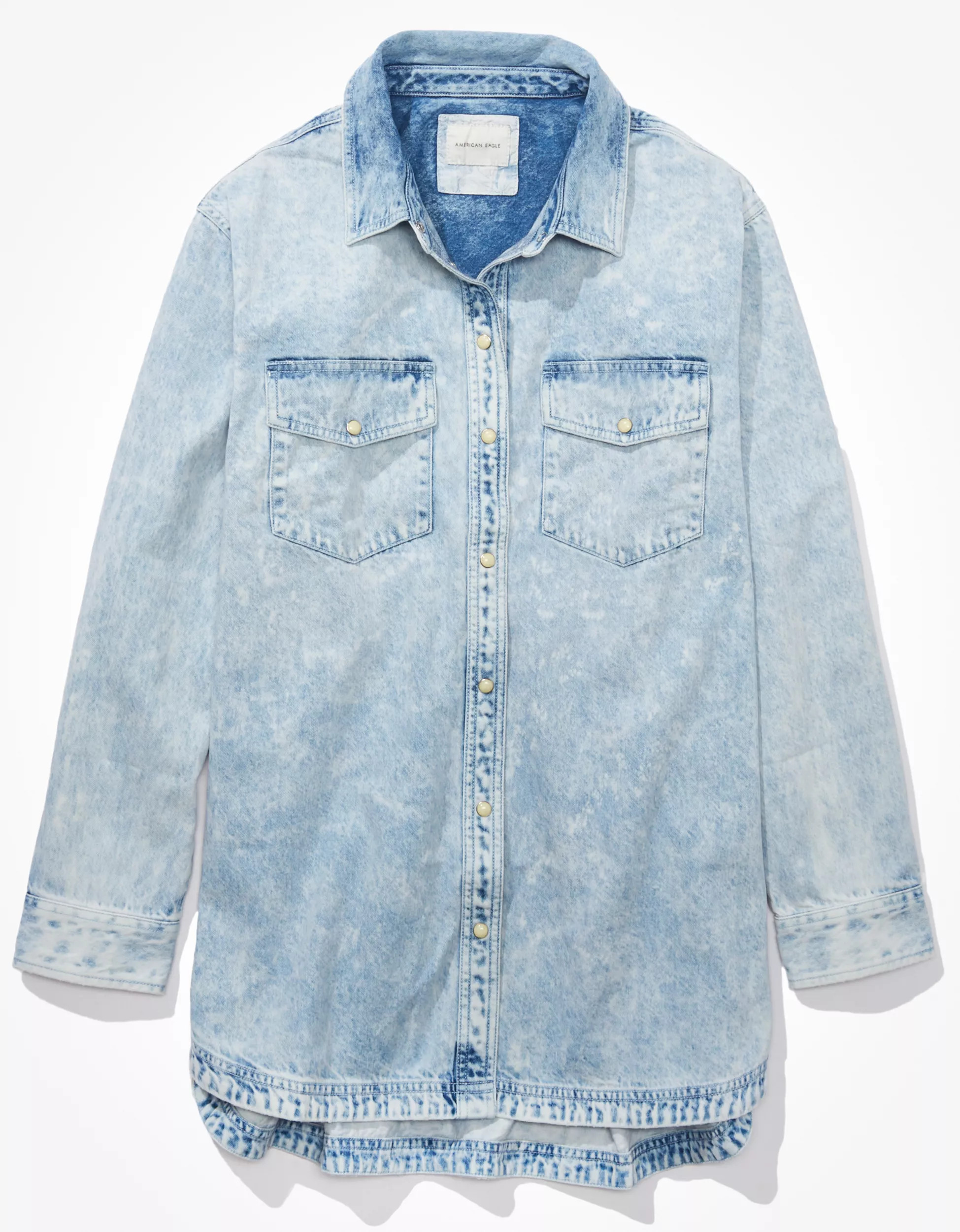 AE Oversized Denim Button-Up Shirt | American Eagle Outfitters (US & CA)